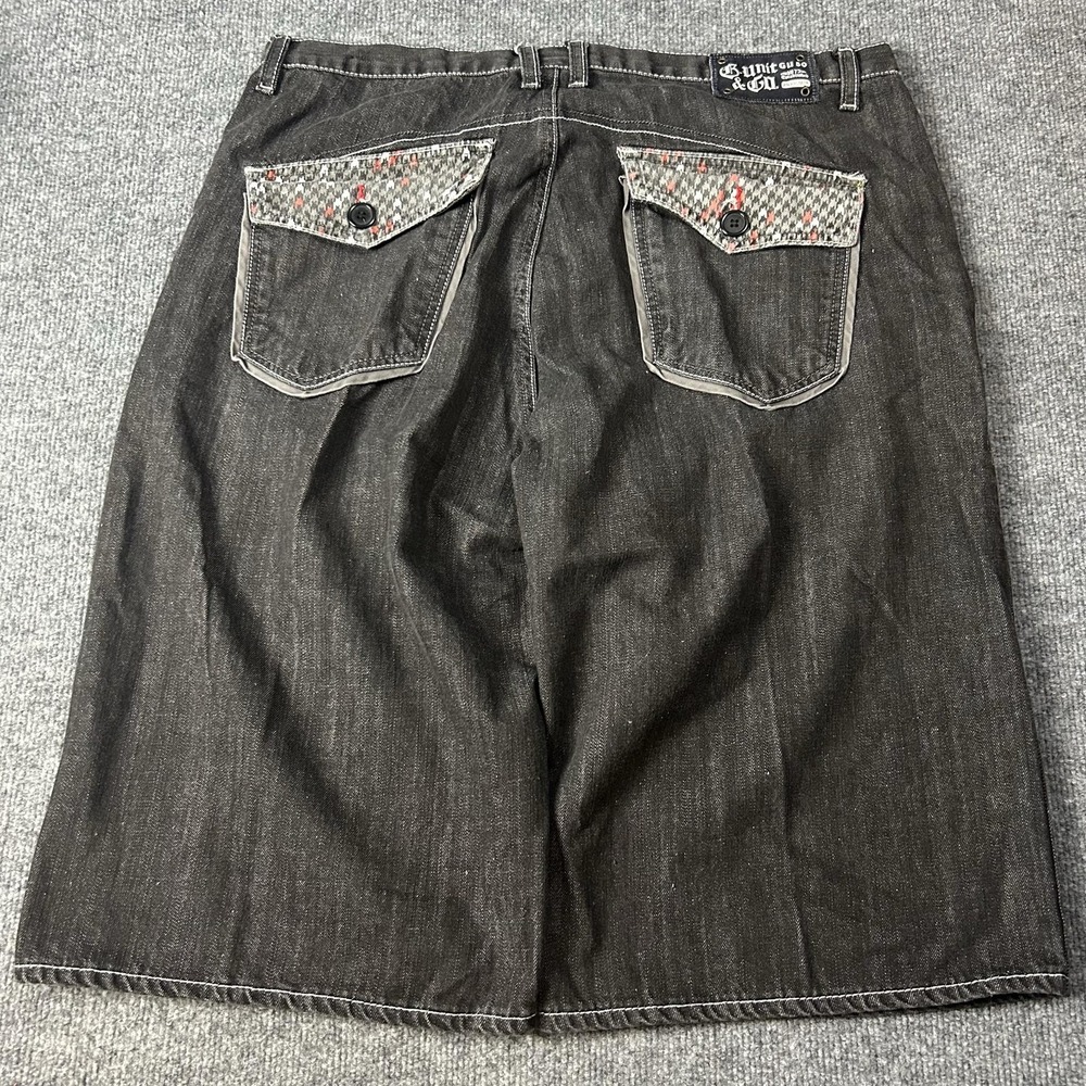G-Unit Denim Shorts Mens 38 Gray Dark Wash Relaxed Fit Baggy Hip Hop